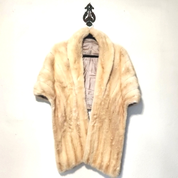 Vintage Genuine EMBA Diadem Natural Pale Brown Mutation Mink Fur Stole Wrap EUC - Picture 13 of 16